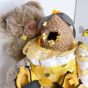Handmade | Accessories | Honey Teddy Bear Diaper Diaper Cake Bee Themed ...